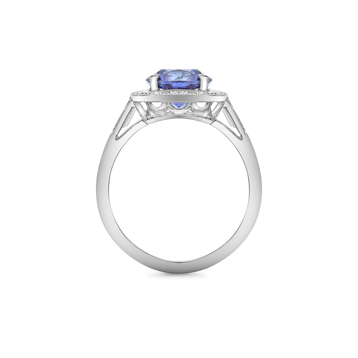 Vintage cushion cut sapphire and diamond cluster ring